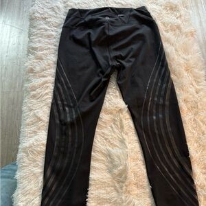 Black Athleta Leggings with Subtle Stripe Design